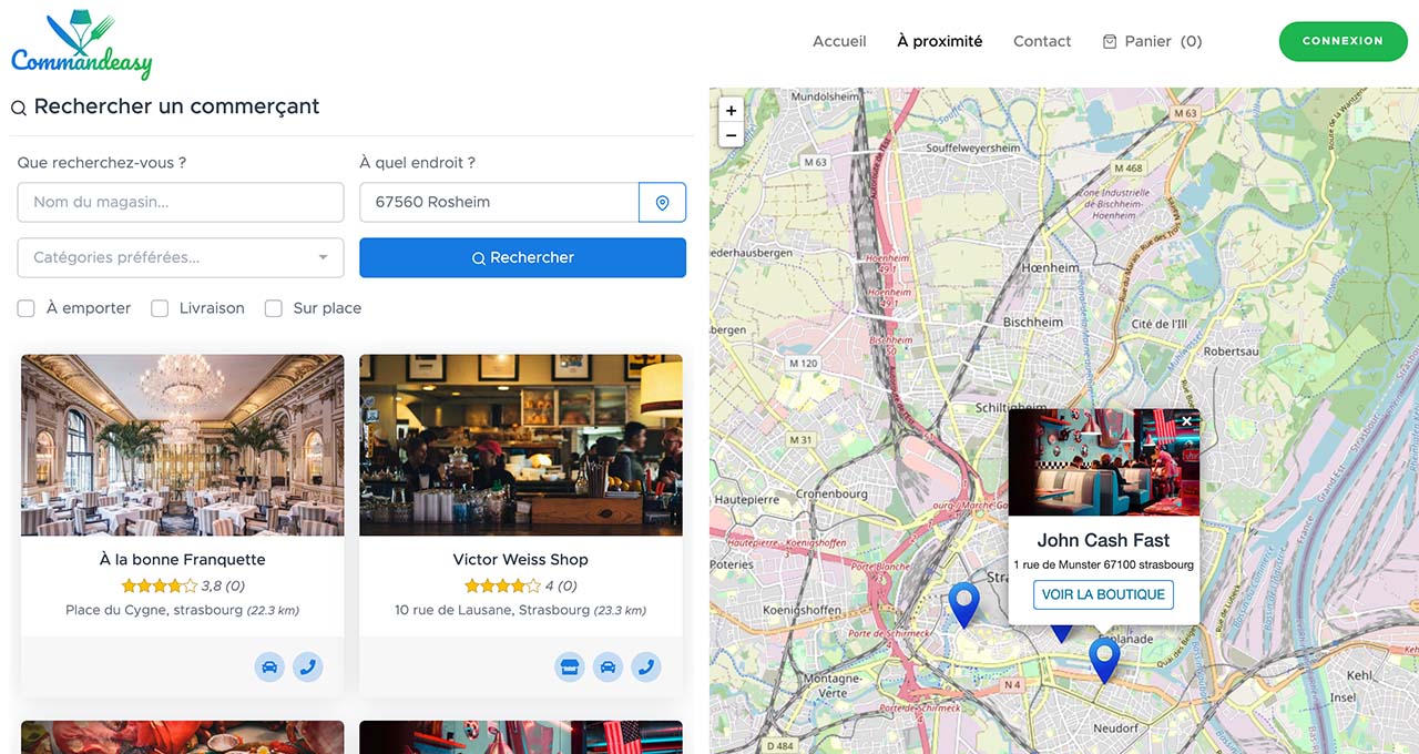 Commandeasy : Marketplace de restaurants en vente à emporter